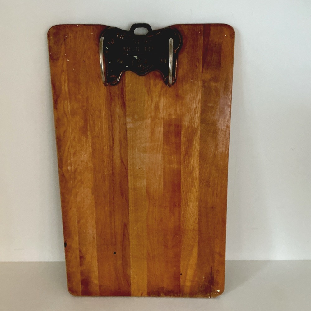 Vintage Wood Yawman & Erbe Rochester NY Clipboard Advertising Receipt Holder